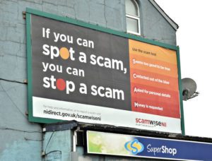 advice for scam victims sign