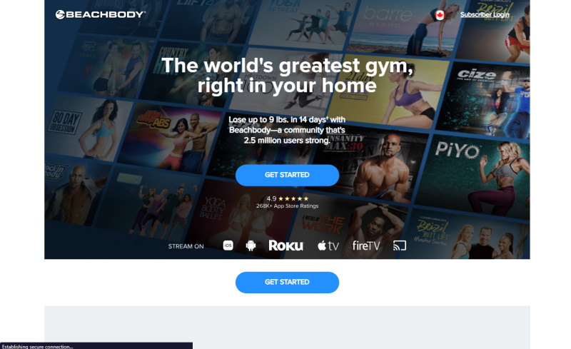 picture of beachbody website