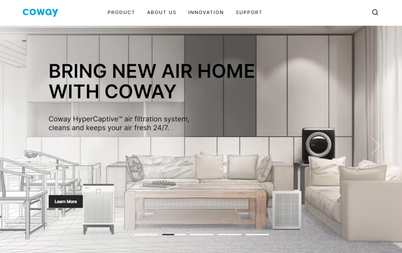 picture of coway website