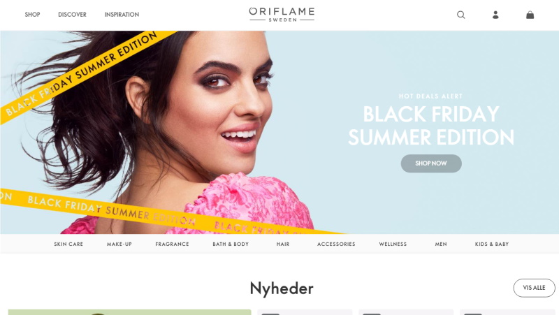 picture of oriflame website