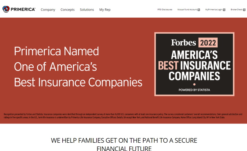 picture of primerica website