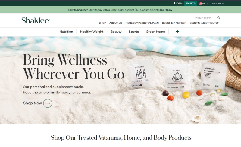 picture of shaklee website