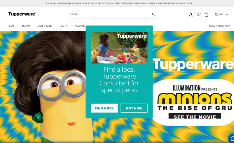 picture of tupperware website